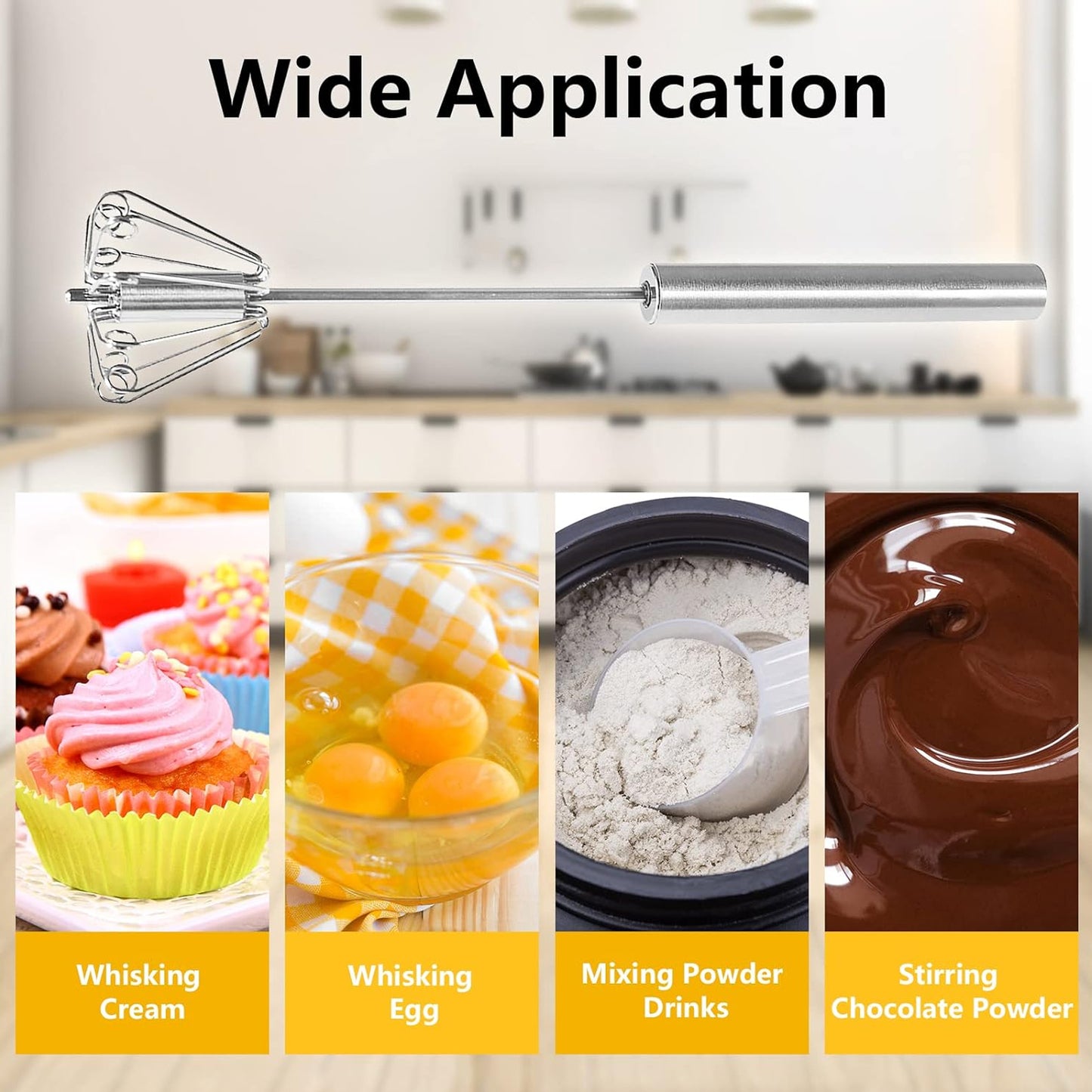 Small Stainless Steel Egg Whisk Hand Push Rotary Whisk Blender (1 Pc 27 Cm)