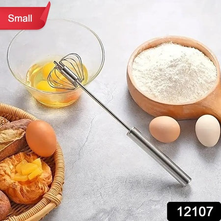 Small Stainless Steel Egg Whisk Hand Push Rotary Whisk Blender (1 Pc 27 Cm)