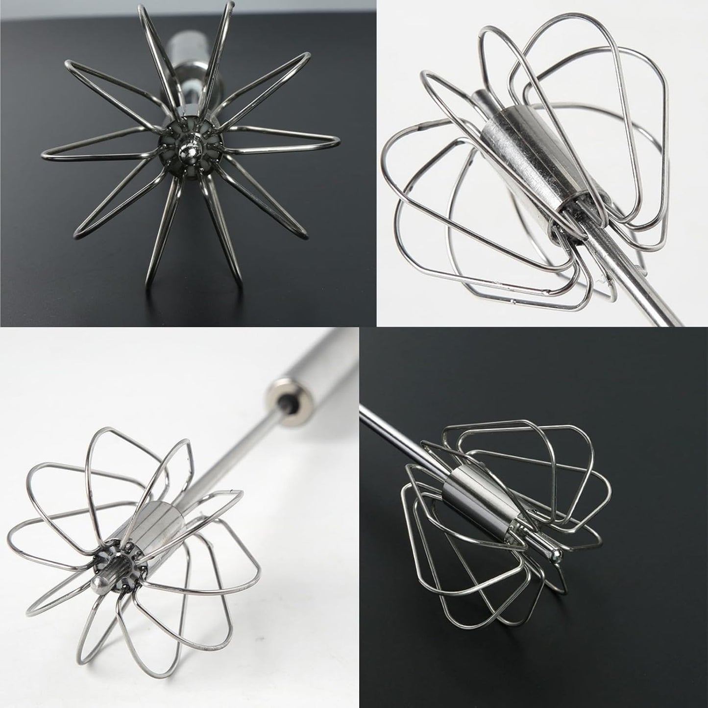 Small Stainless Steel Egg Whisk Hand Push Rotary Whisk Blender (1 Pc 27 Cm)